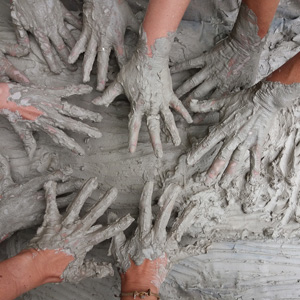 kids playing in mud